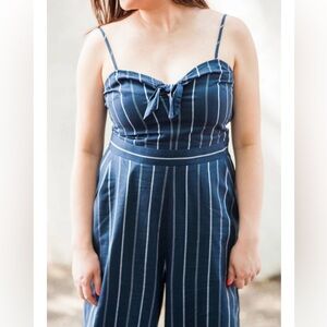 NWT- Express Striped Navy Jumpsuit